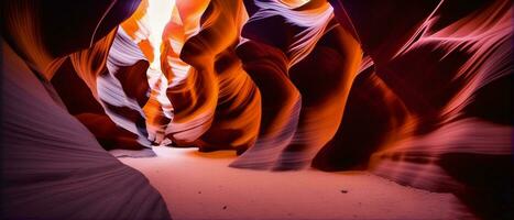 Antelope Canyon eroded sandstone curves create vibrant multi colored patterns generated by AI photo