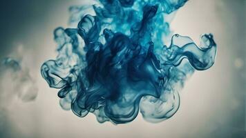Blue Color Photo of ink in air splash acrilyc paint mixing liquid dye. AI-Generated