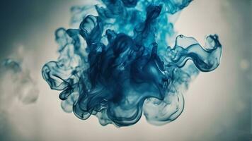 Blue Color Photo of ink in air splash acrilyc paint mixing liquid dye. AI-Generated