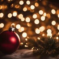 Christmas candle Gift box, tree, boll, and decoration on black background. High quality photo AI-Generated