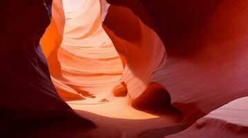 Image from the narrow Antelope Canyon in Arizona with impressive incidence of light AI-Generated photo