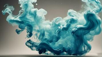 Blue Color Photo of ink in air splash acrilyc paint mixing liquid dye. AI-Generated