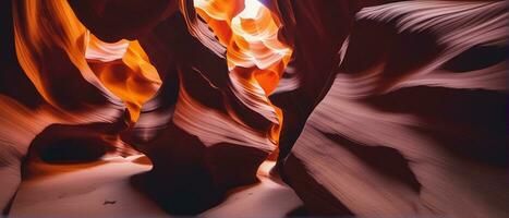 Antelope Canyon eroded sandstone curves create vibrant multi colored patterns generated by AI photo