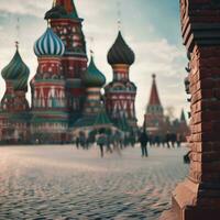 intercesión catedral a rojo cuadrado . Moscú, Rusia generado por ai foto
