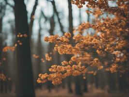 otoño vistoso árbol callejón en el parque en un soleado día en cracovia, Polonia misterioso la carretera. hada misterioso bosque. místico atmósfera. paranormal otro mundo. generado por ai foto