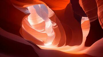 Image from the narrow Antelope Canyon in Arizona with impressive incidence of light AI-Generated photo