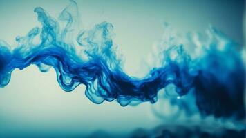 Blue Color Photo of ink in air splash acrilyc paint mixing liquid dye. AI-Generated