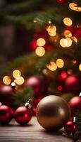 Navidad vela regalo caja, árbol, cápsula, y decoración en negro antecedentes. alto calidad foto generado por ai