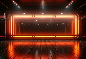 Ai Generative Yellow and red Neon illuminated futuristic backdrop realistic image- ultra hd- high design photo