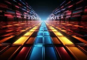 Ai Generative Yellow and red Neon illuminated futuristic backdrop realistic image- ultra hd- high design photo