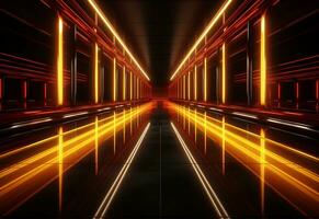 Ai Generative Yellow and red Neon illuminated futuristic backdrop realistic image- ultra hd- high design photo