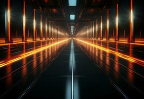 Ai Generative Yellow and red Neon illuminated futuristic backdrop realistic image- ultra hd- high design photo