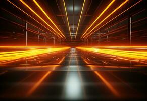 Ai Generative Yellow and red Neon illuminated futuristic backdrop realistic image- ultra hd- high design photo