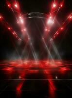 Ai Generative Backdrop Red Spotlights For Flyers, Banner and Backgrounds realistic image ultra hd high design photo