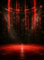 Ai Generative Backdrop Red Spotlights For Flyers, Banner and Backgrounds realistic image ultra hd high design photo