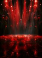 Ai Generative Backdrop Red Spotlights For Flyers, Banner and Backgrounds realistic image ultra hd high design photo