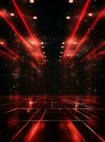 Ai Generative Backdrop Red Spotlights For Flyers, Banner and Backgrounds realistic image ultra hd high design photo