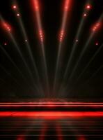 Ai Generative Backdrop Red Spotlights For Flyers, Banner and Backgrounds realistic image ultra hd high design photo