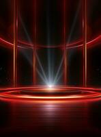 Ai Generative Backdrop Red Spotlights For Flyers, Banner and Backgrounds realistic image ultra hd high design photo