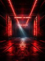 Ai Generative Backdrop Red Spotlights For Flyers, Banner and Backgrounds realistic image ultra hd high design photo