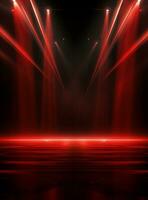 Ai Generative Backdrop Red Spotlights For Flyers, Banner and Backgrounds realistic image ultra hd high design photo