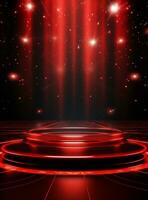 Ai Generative Backdrop Red Spotlights For Flyers, Banner and Backgrounds realistic image ultra hd high design photo