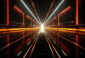 Ai Generative Yellow and red Neon illuminated futuristic backdrop realistic image- ultra hd- high design photo