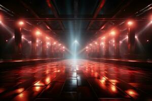 Ai Generaitve Backdrop With Illumination Of Red Spotlights For Flyers realistic image ultra hd high design photo