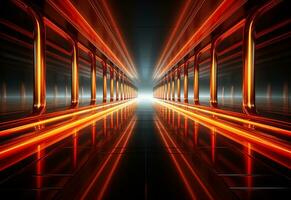 Ai Generative Yellow and red Neon illuminated futuristic backdrop realistic image- ultra hd- high design photo