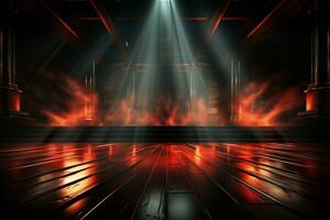 Ai Generaitve Backdrop With Illumination Of Red Spotlights For Flyers realistic image ultra hd high design photo