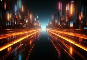 Ai Generative Yellow and red Neon illuminated futuristic backdrop realistic image- ultra hd- high design photo
