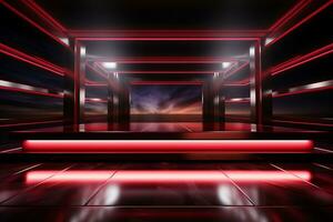 Ai Generaitve Backdrop With Illumination Of Red Spotlights For Flyers realistic image ultra hd high design photo
