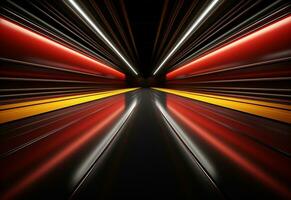 Ai Generative Yellow and red Neon illuminated futuristic backdrop realistic image- ultra hd- high design photo