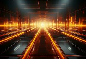 Ai Generative Yellow and red Neon illuminated futuristic backdrop realistic image- ultra hd- high design photo