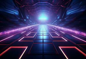 Ai Generated Neon illuminated futuristic backdrop realistic image, ultra hd, high design very detailed photo