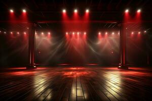 Ai Generaitve Backdrop With Illumination Of Red Spotlights For Flyers realistic image ultra hd high design photo