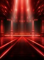 Ai Generative Backdrop Red Spotlights For Flyers, Banner and Backgrounds realistic image ultra hd high design photo