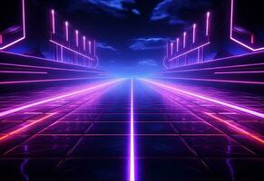 Ai Generated Neon illuminated futuristic backdrop realistic image, ultra hd, high design very detailed photo