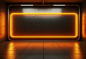 Ai Generative Yellow and red Neon illuminated futuristic backdrop realistic image- ultra hd- high design photo