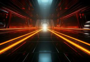 Ai Generative Yellow and red Neon illuminated futuristic backdrop realistic image- ultra hd- high design photo