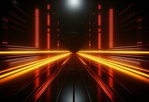 Ai Generative Yellow and red Neon illuminated futuristic backdrop realistic image- ultra hd- high design photo