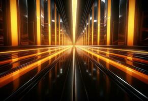 Ai Generative Yellow and red Neon illuminated futuristic backdrop realistic image- ultra hd- high design photo