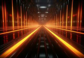 Ai Generative Yellow and red Neon illuminated futuristic backdrop realistic image- ultra hd- high design photo