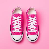 Top view of pink sneakers - AI generated photo