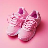Pair of pink running shoes - AI generated photo