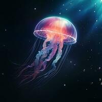 Jellyfish underwater world - AI generated photo