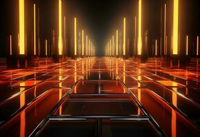 Ai Generative Yellow and red Neon illuminated futuristic backdrop realistic image- ultra hd- high design photo