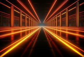 Ai Generative Yellow and red Neon illuminated futuristic backdrop realistic image- ultra hd- high design photo