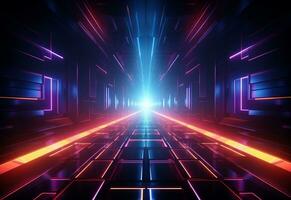 Ai Generative Neon illuminated futuristic backdrop realistic image, ultra hd, high design very detailed photo