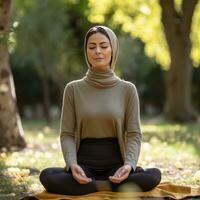 Iranian Woman Meditates Serenely - AI generated photo